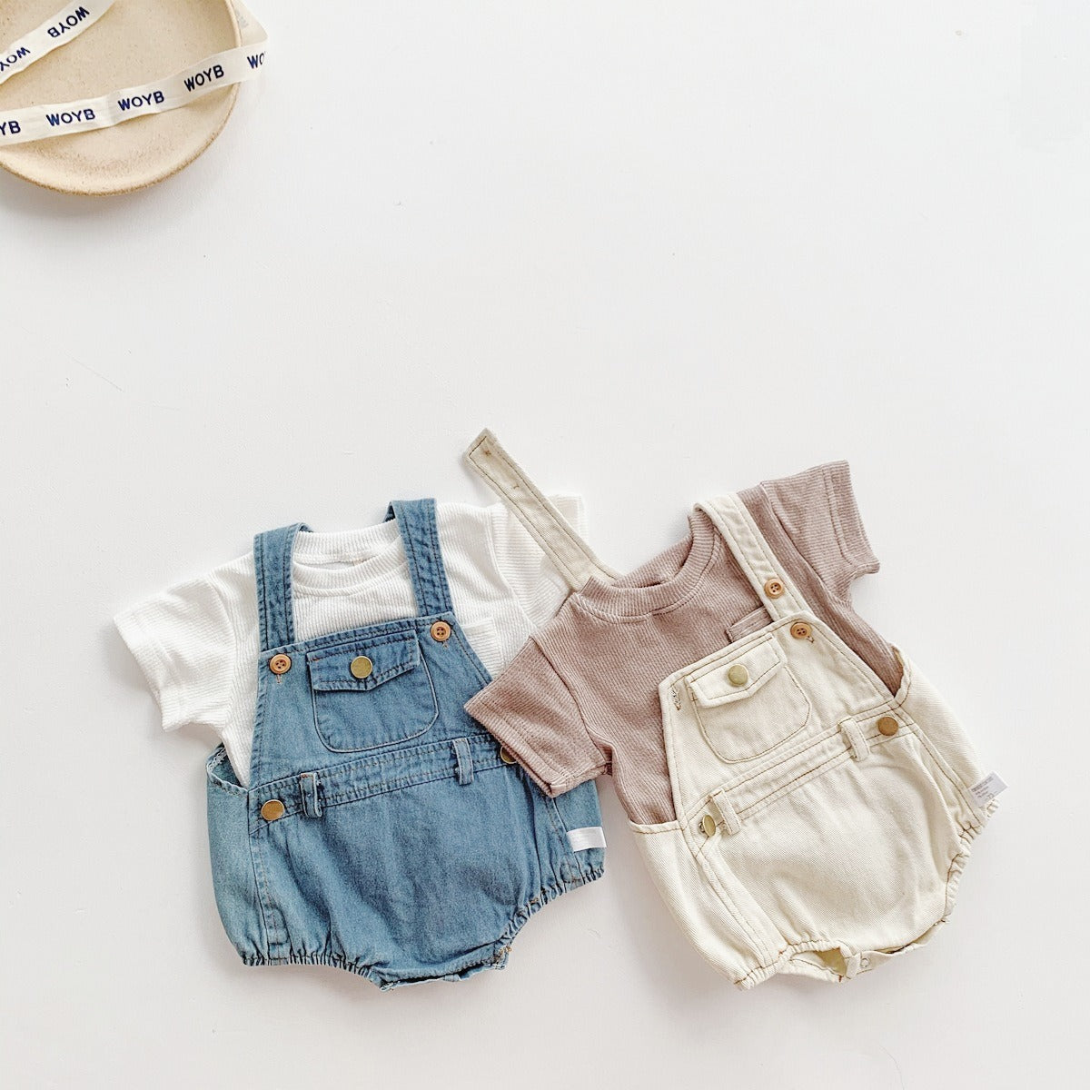 Denim Baby Boys and Girls Romper with Cap