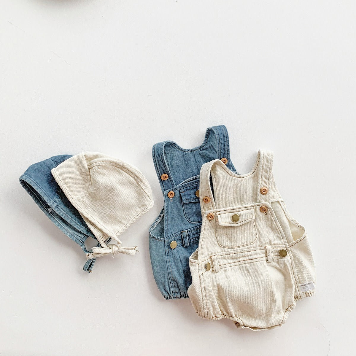 Denim Baby Boys and Girls Romper with Cap