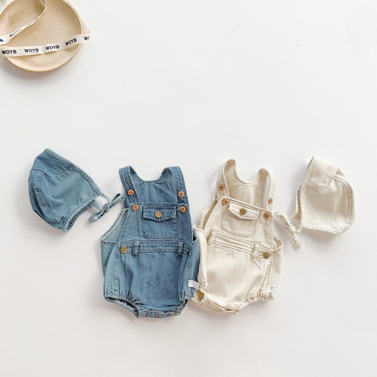 Denim Baby Boys and Girls Romper with Cap