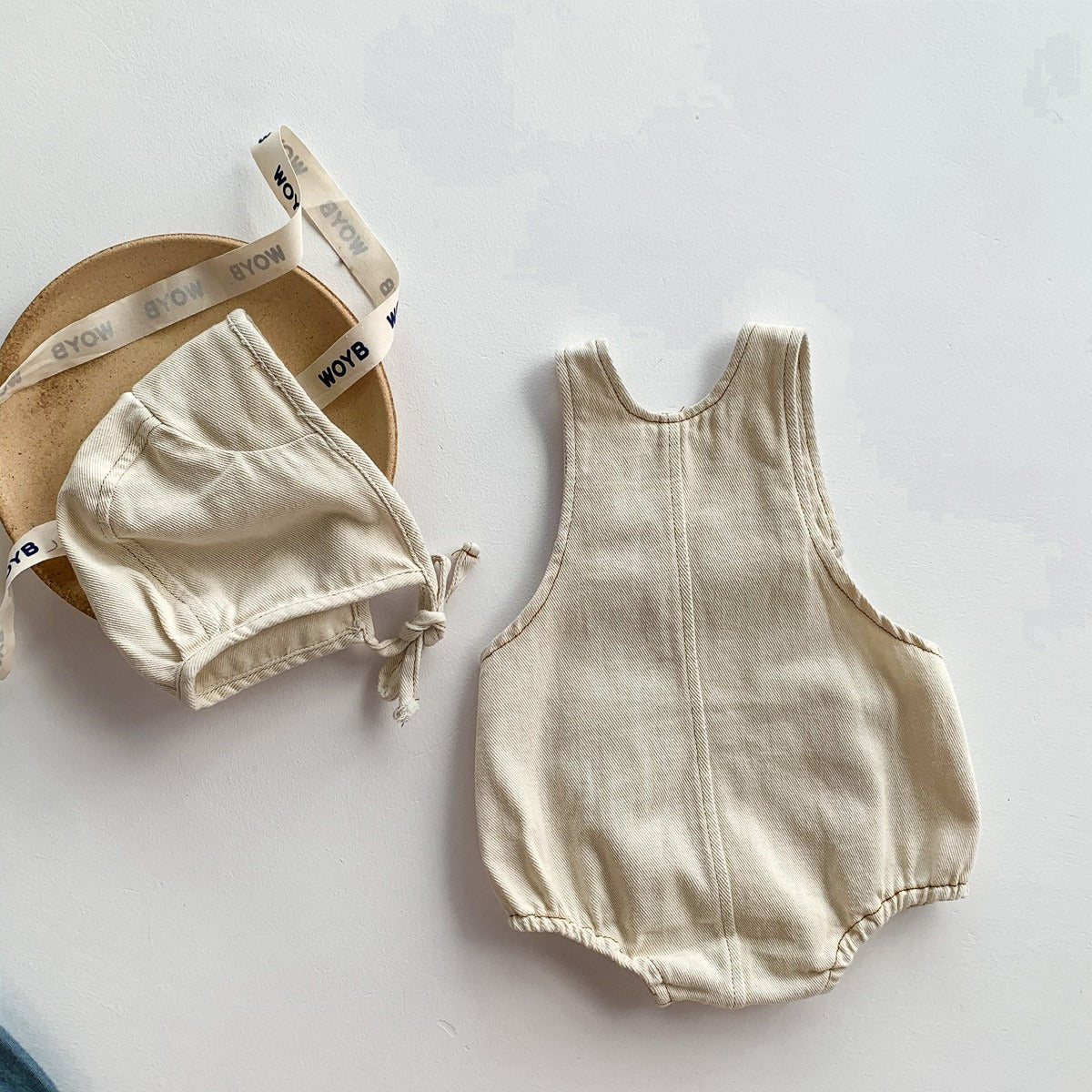 Denim Baby Boys and Girls Romper with Cap