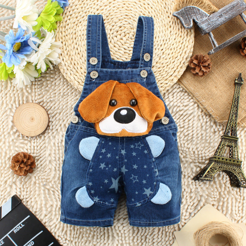 Denim Cute 3D Dog Boys and Girls Jumpsuit