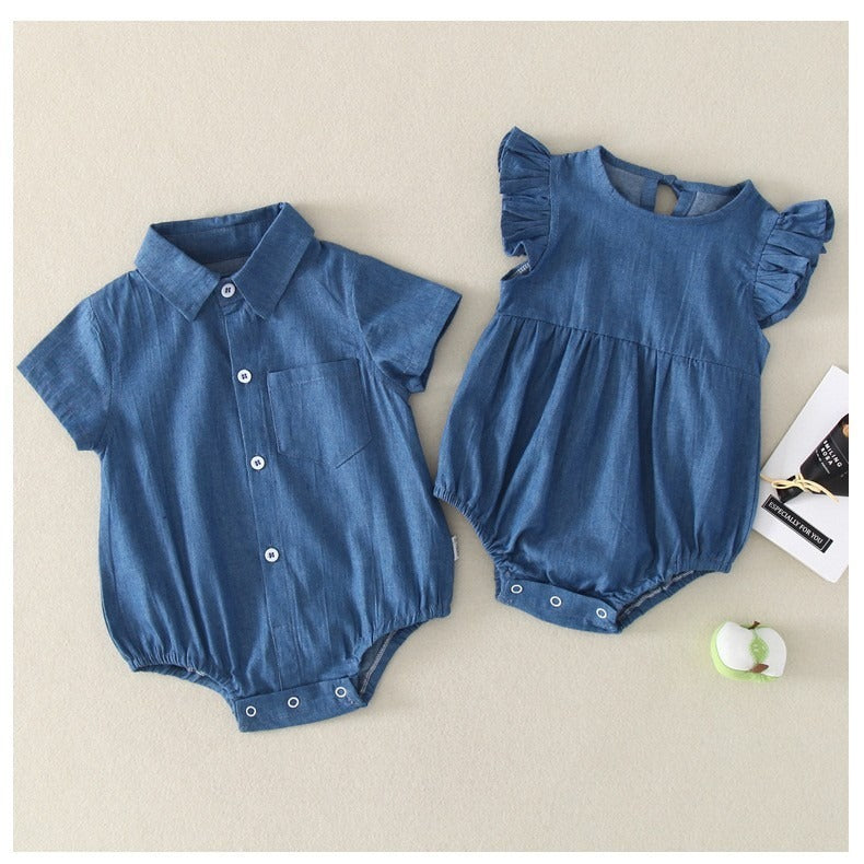 Denim Matching Boys and Girls Romper