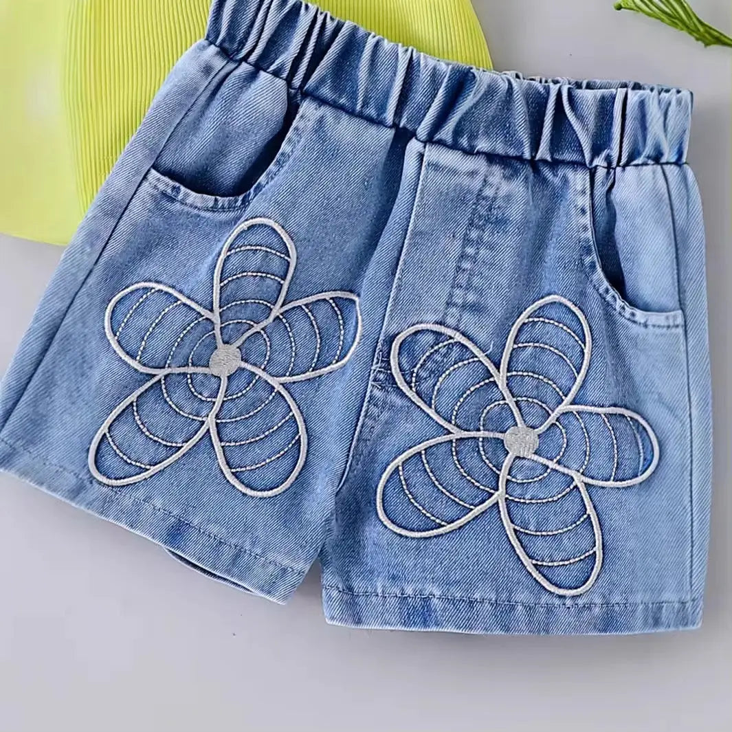 Girls Yellow Tank Top With Shorts