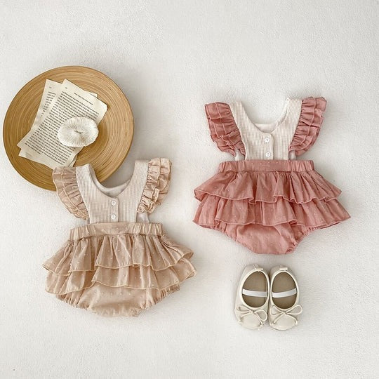 Elina Soft Ruffle Baby Girls Romper Dress