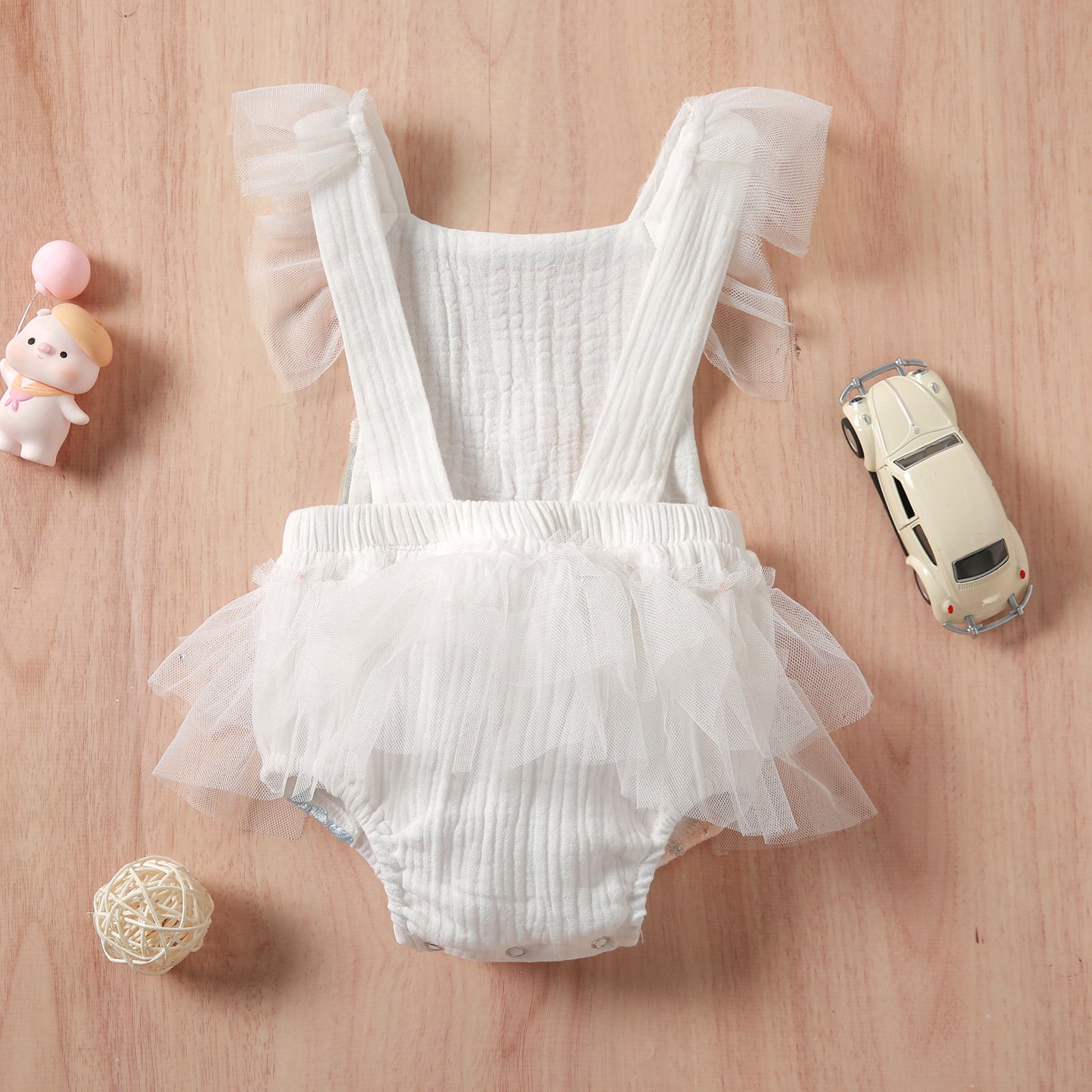 Embroidered Baby Girls Party Romper