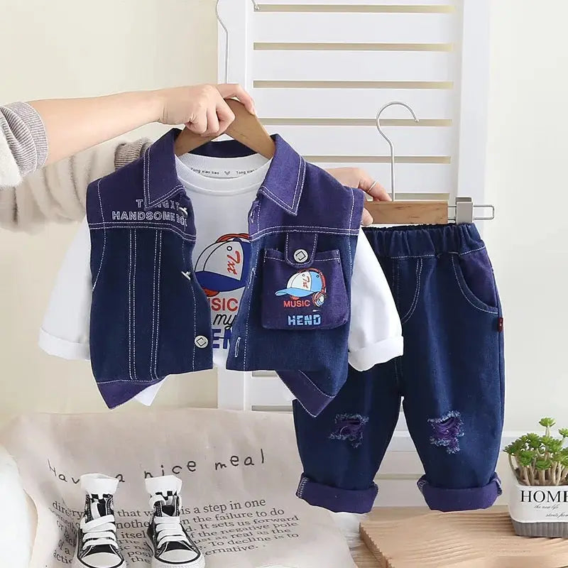 Boys Color-Block Denim Co-ord Set