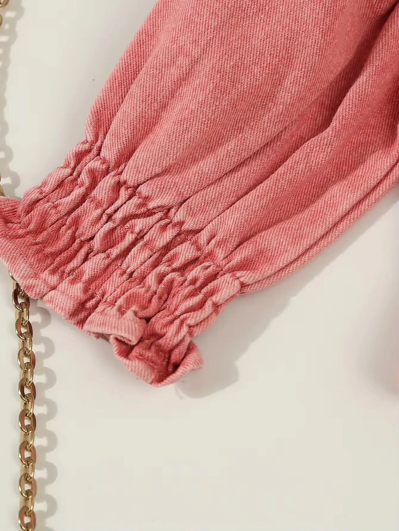 Girls Off-shoulder Top And Rugged Jeans Co-ord Set