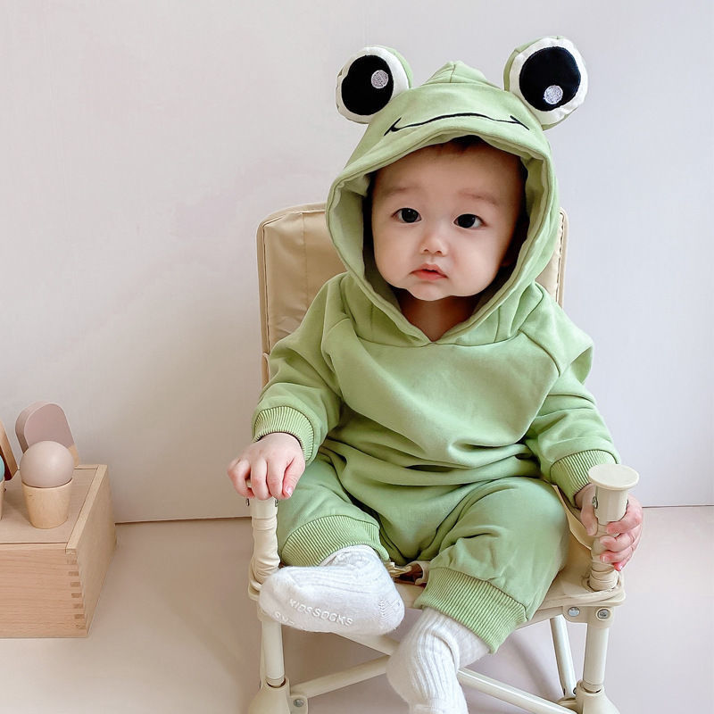 Frog Eyes Hooded Baby Boy and Girl Onesie