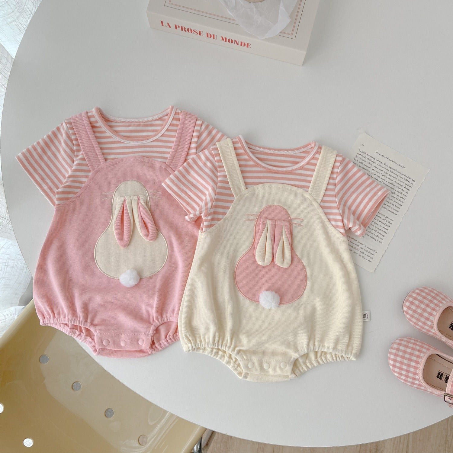 Gia Bunny Ears and Tail Baby Girls Romper