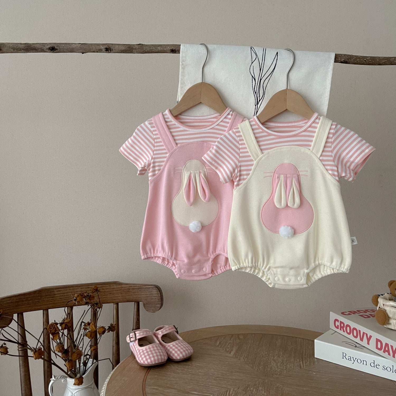 Gia Bunny Ears and Tail Baby Girls Romper