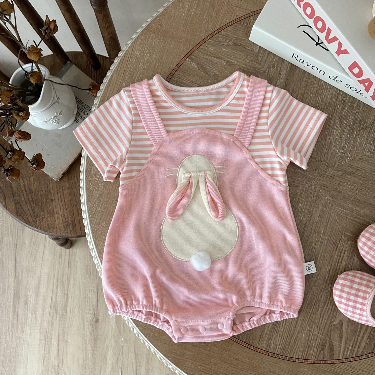 Gia Bunny Ears and Tail Baby Girls Romper