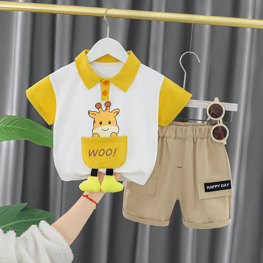 Giraffe 3D Legs Tshirt and Shorts Boys Set