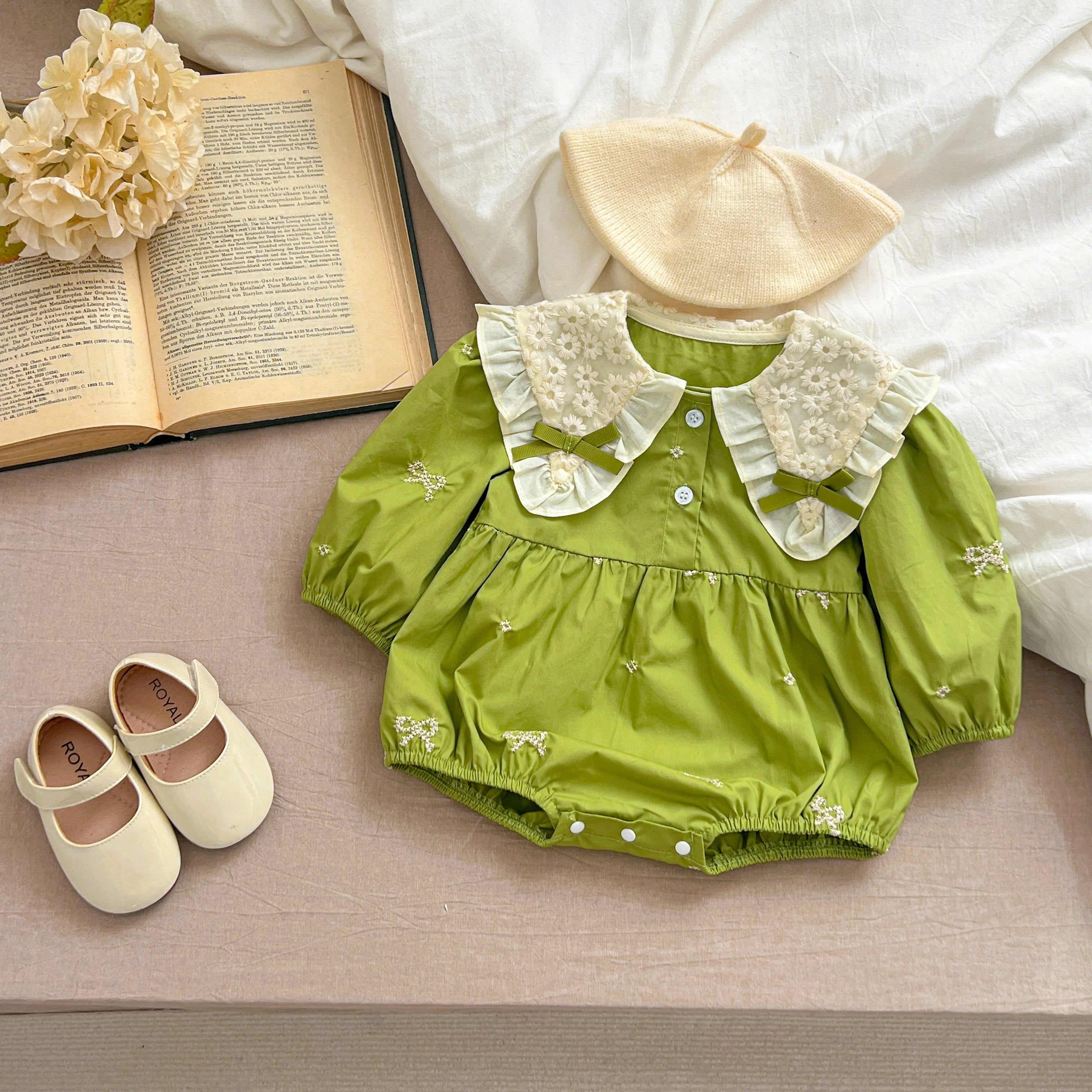 Green Aesthetic Baby Girl Balloon Romper