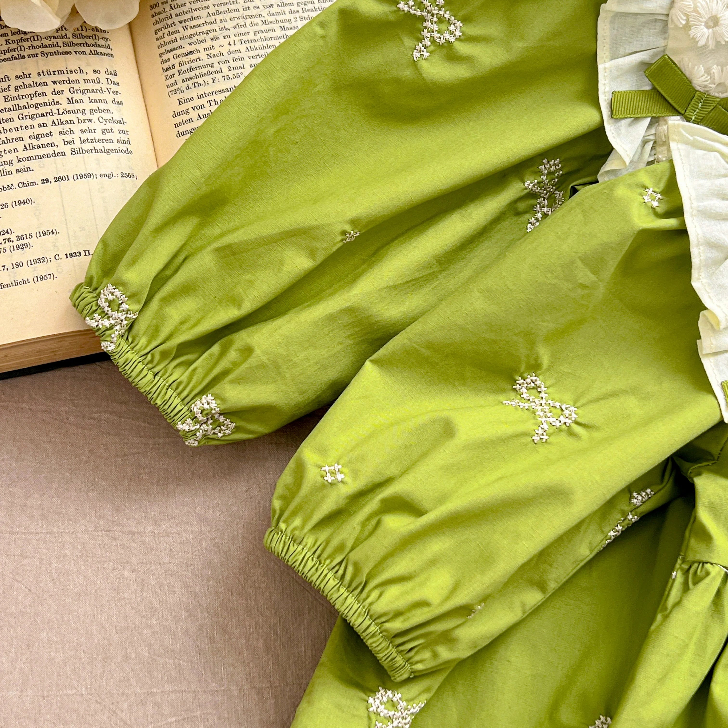 Green Aesthetic Baby Girl Balloon Romper