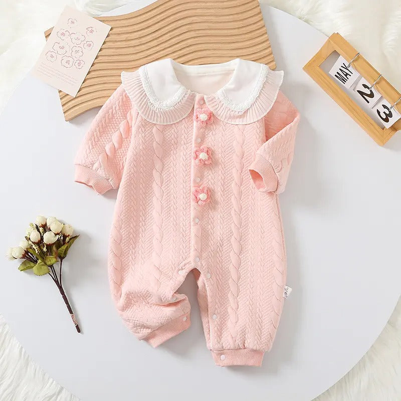 Soft Peachy Pink Baby Girls Romper Delight