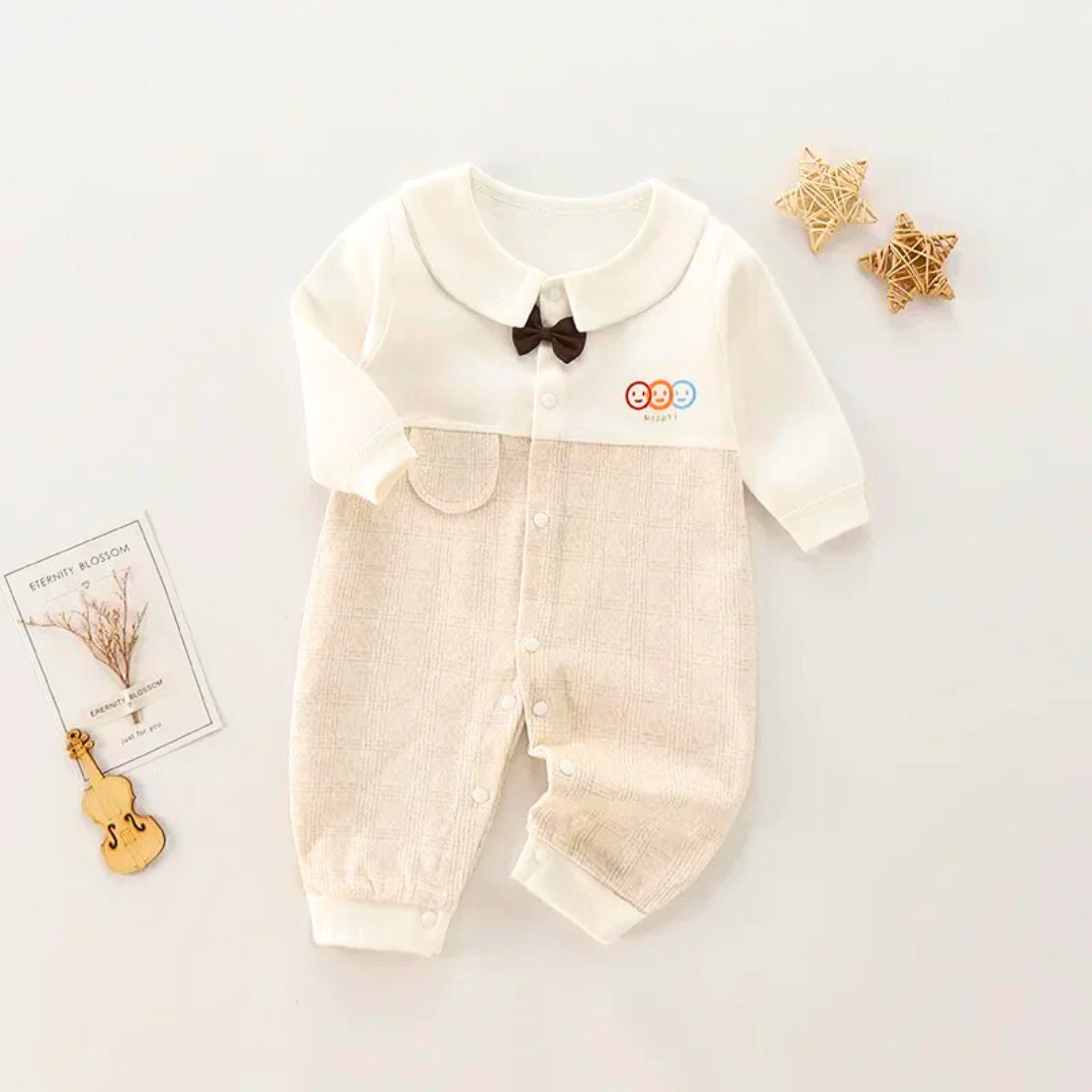 Happy Baby Boy Girl Snuggle Bow Romper