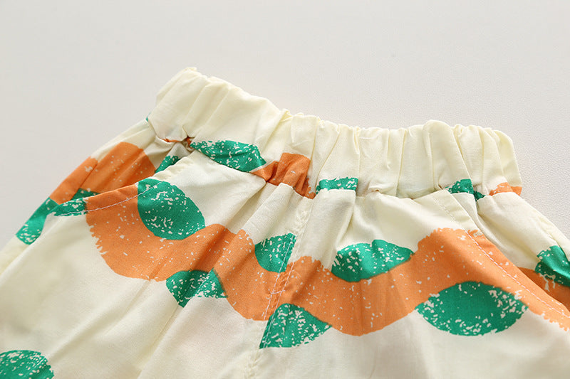 Hawaii Wave Orange Shirt and Shorts Boys Set