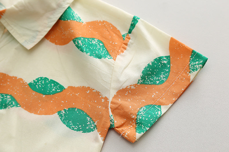 Hawaii Wave Orange Shirt and Shorts Boys Set