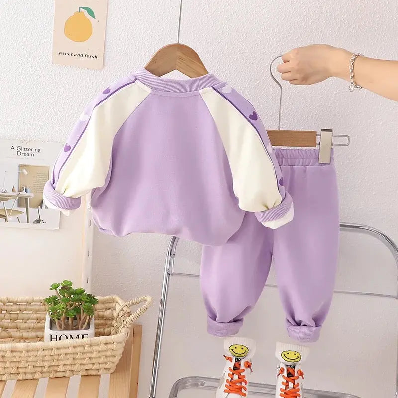 Girls Purple Jacket With T-shirt and Jogger 3 Pcs Set