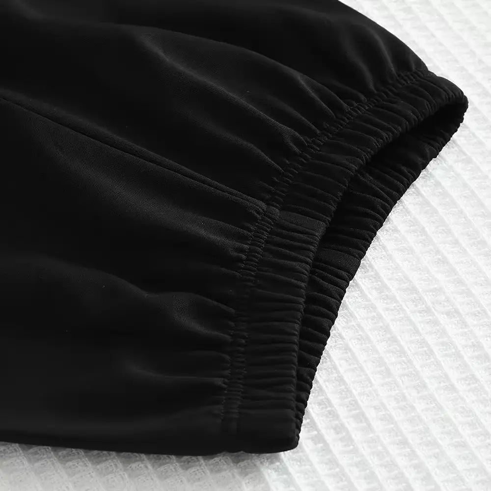 Girls Black Outfit Set With Silver Bow & Ruffle Trim