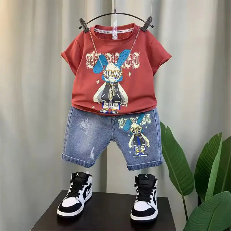 Boys Rabbit Printed T-Shirt and Shorts