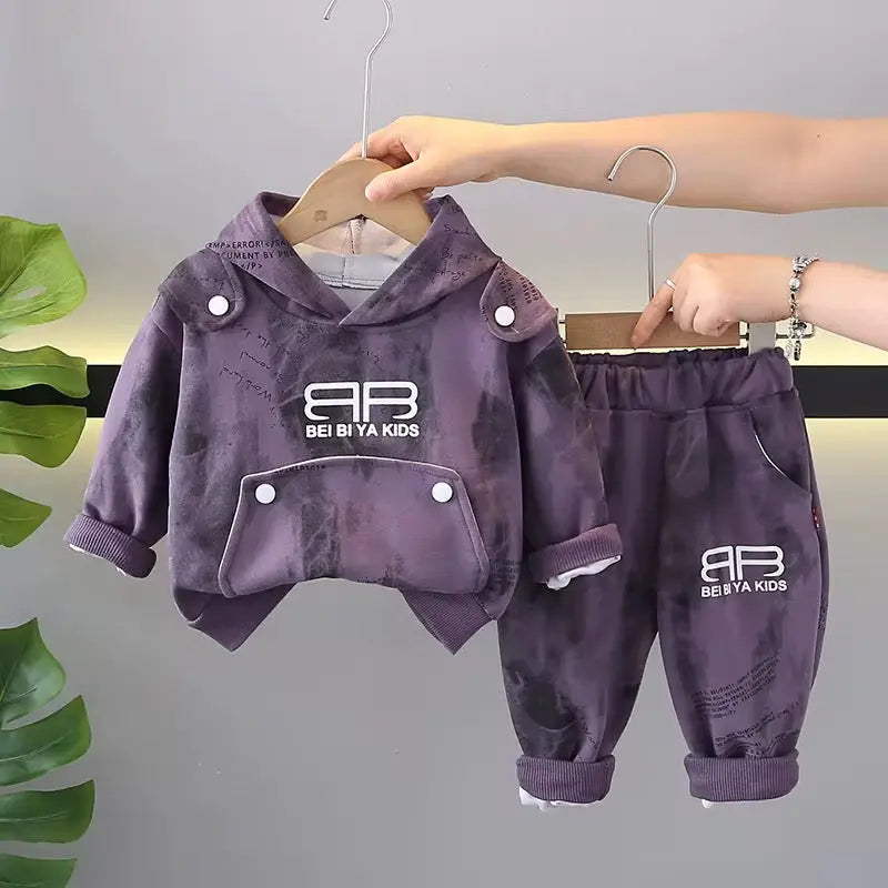 Boys Purple Hoodie & Pants Outfit Set