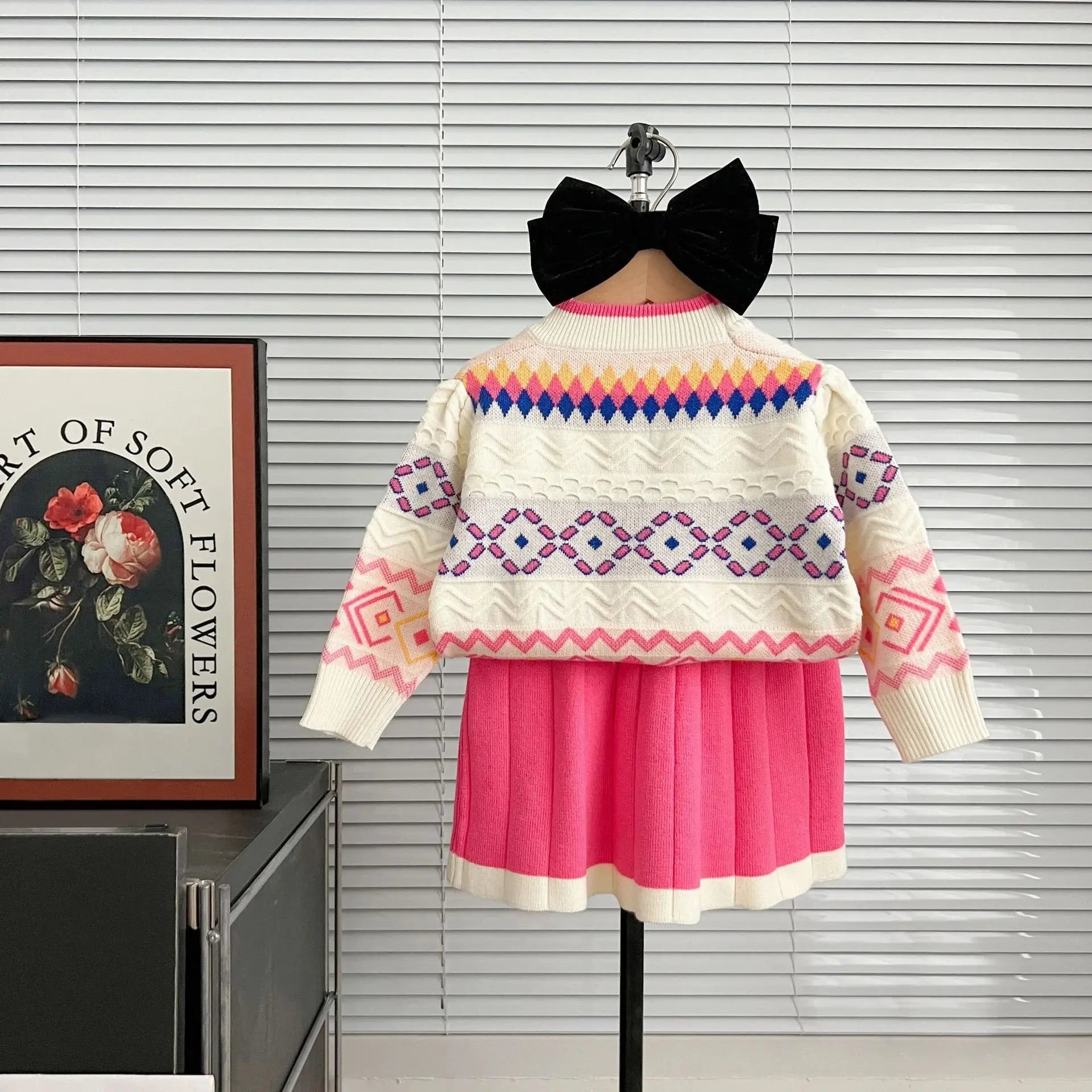 Girls Knitted Top And Pleated Skirt 2 Pcs Set