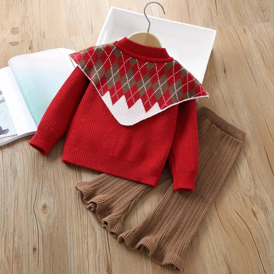 Girls Spread Collar Designer Top And Plazzo 2 Pcs Set