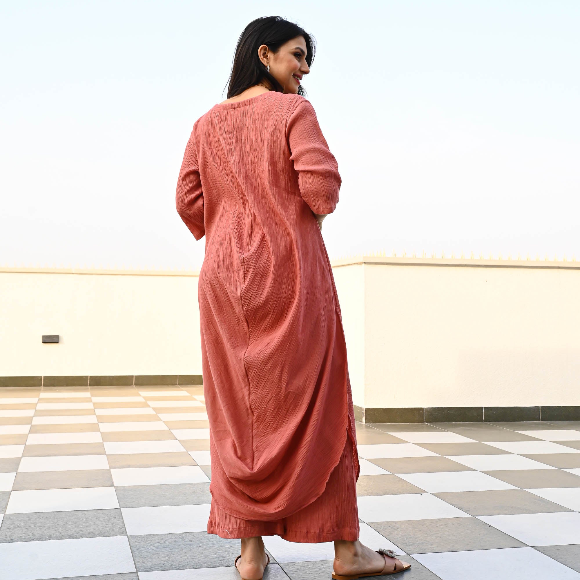 Bunaai Rust Crushed Cotton Coord Set