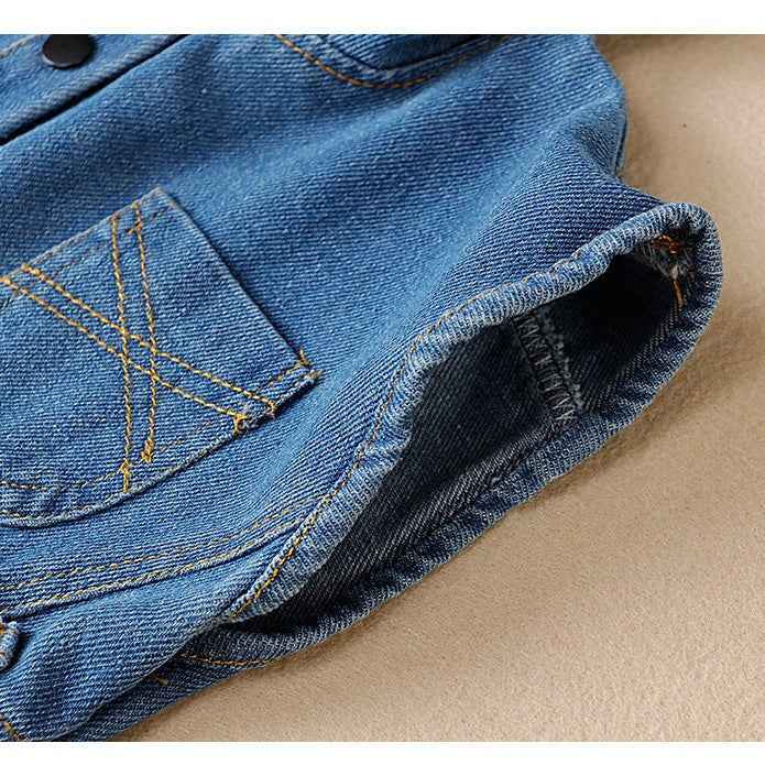 K-Baby Denim Hooded Boys and Girls Jumpsuit Set