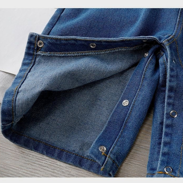 K-Baby Denim Hooded Boys and Girls Jumpsuit Set