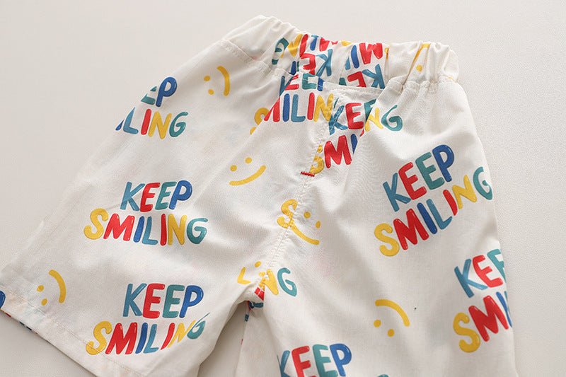 Keep Smiling Vibrant Shirt and Shorts Boys Set