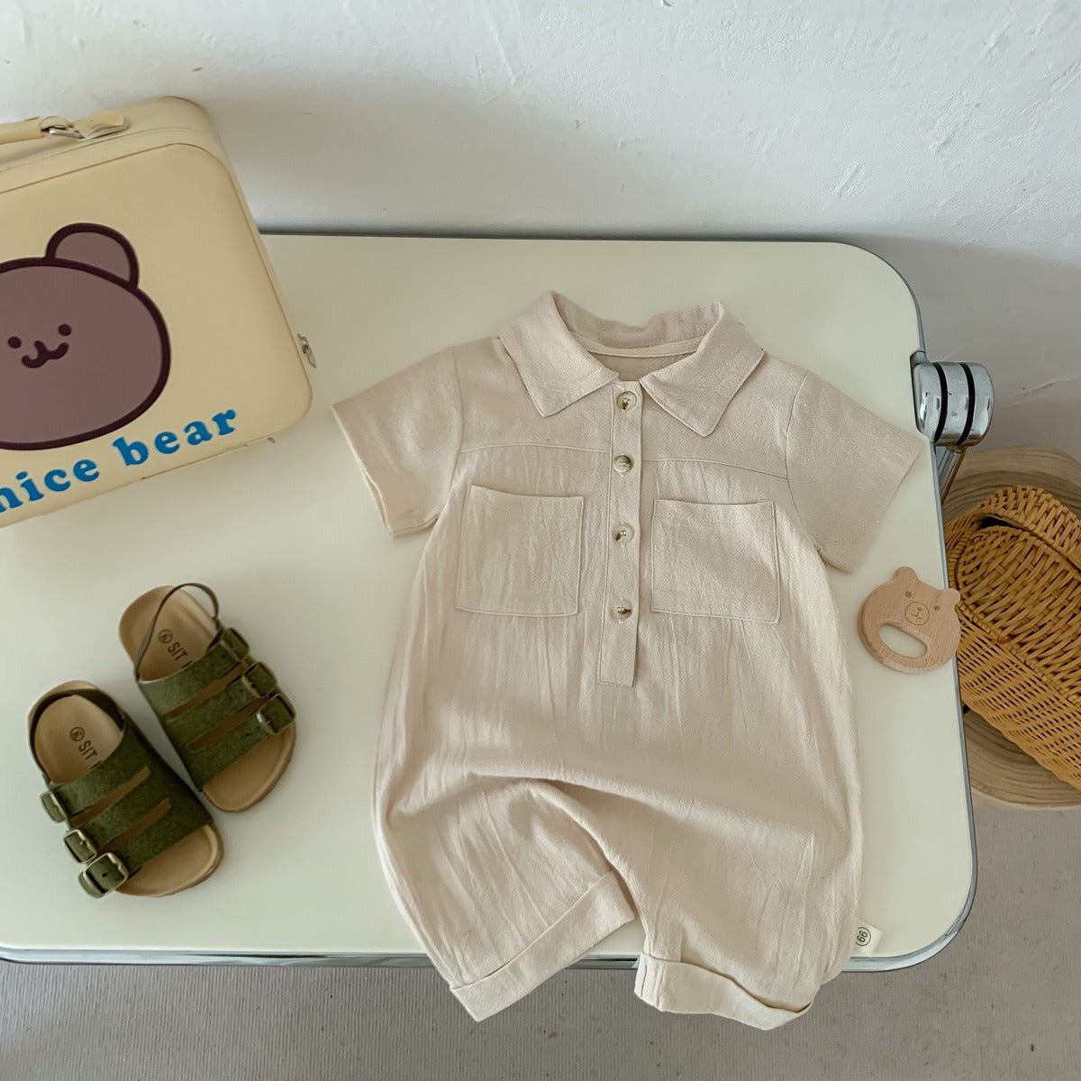 Liam Baby Boys Collared Romper