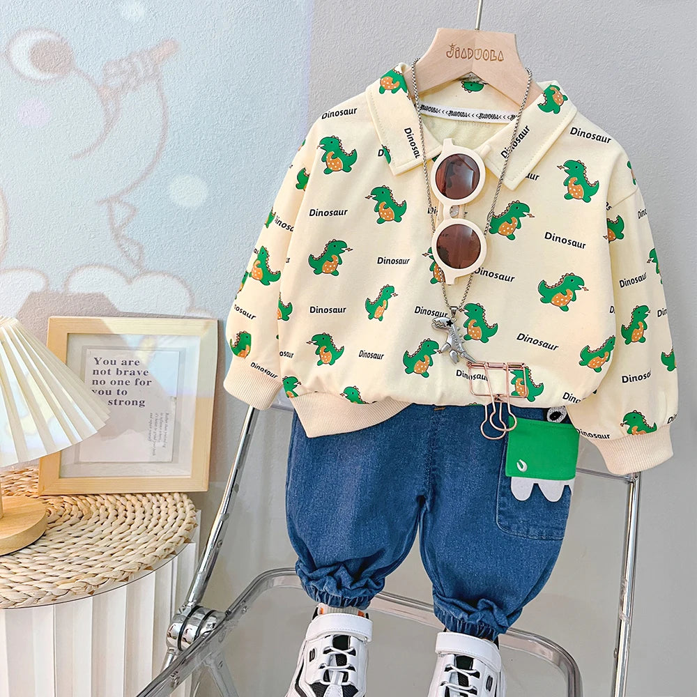 Little Dinosaur Boys Tshirt and Jeans Set