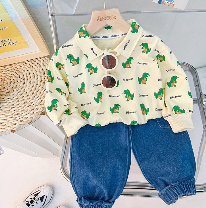Little Dinosaur Boys Tshirt and Jeans Set