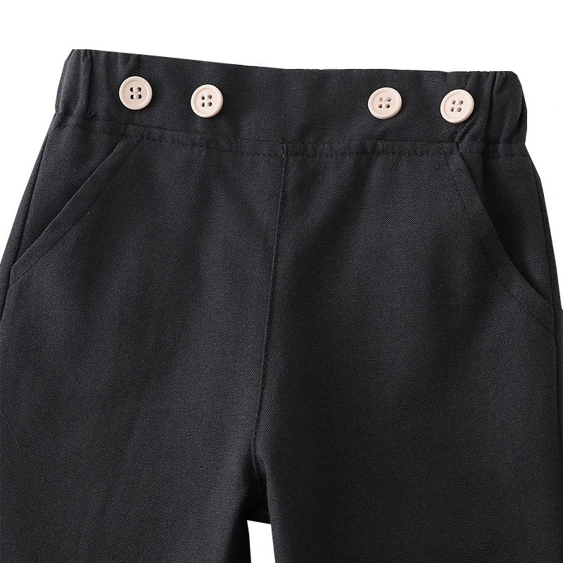 Little Man Suspender Baby Boys Romper Set with Hat