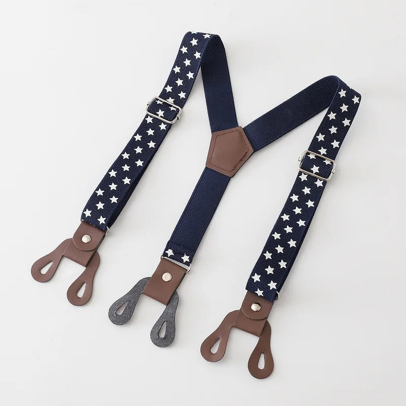 Little Man Suspender Baby Boys Romper Set with Hat