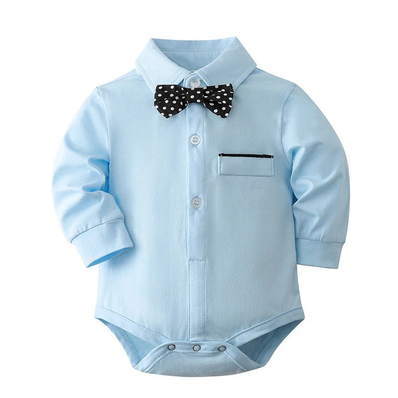 Little Man Suspender Baby Boys Romper Set with Hat