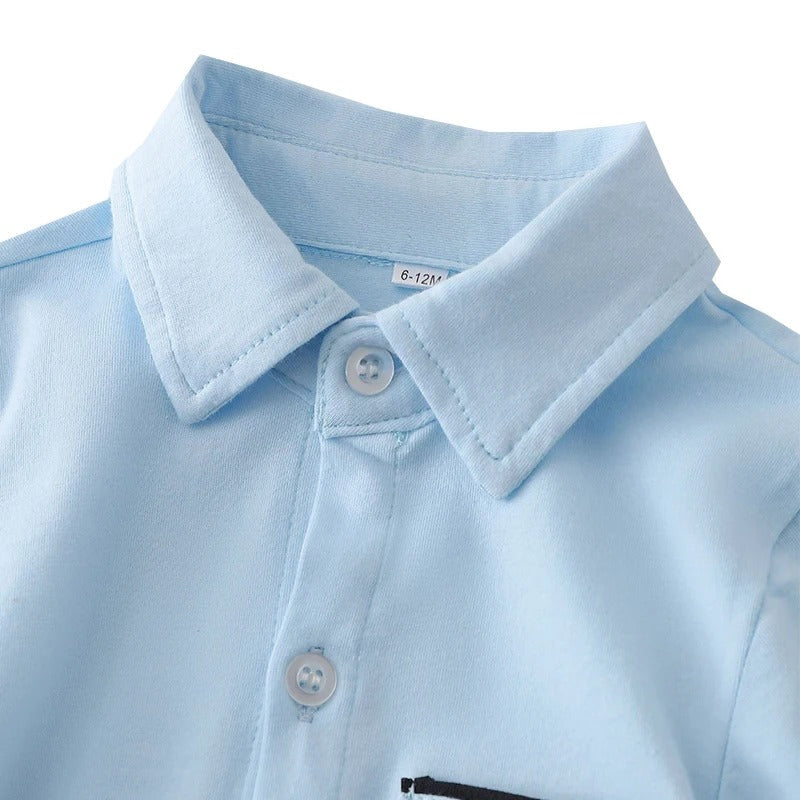 Little Man Suspender Baby Boys Romper Set with Hat