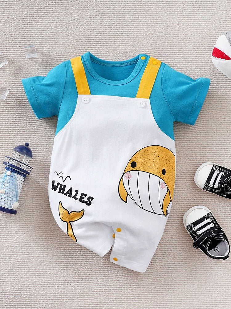Little Ocean Whale Baby Boys Girls Romper