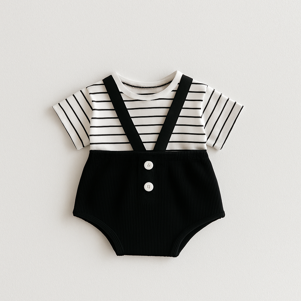 Mini Classic Suspender Boys Romper Set