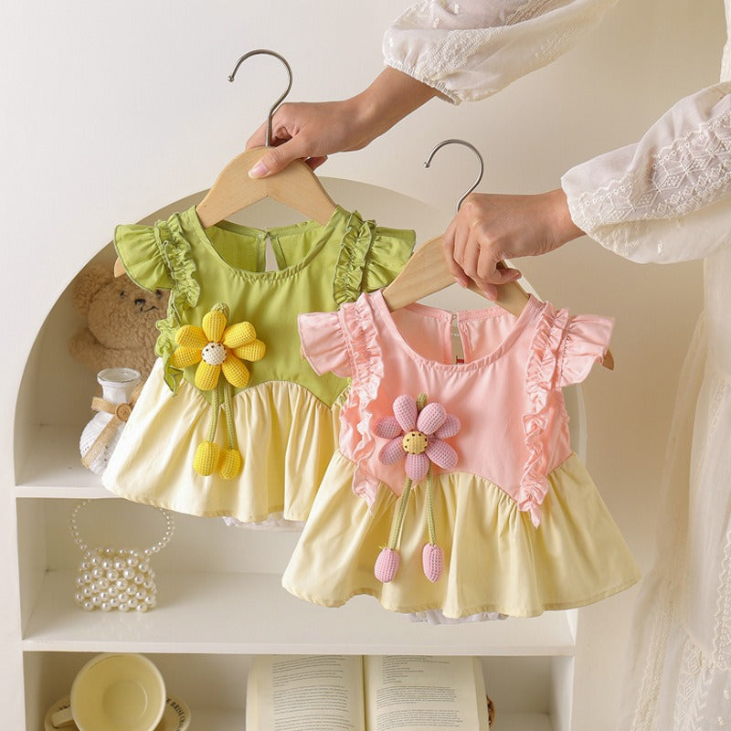 Donna 3D Flower Girls Romper Dress