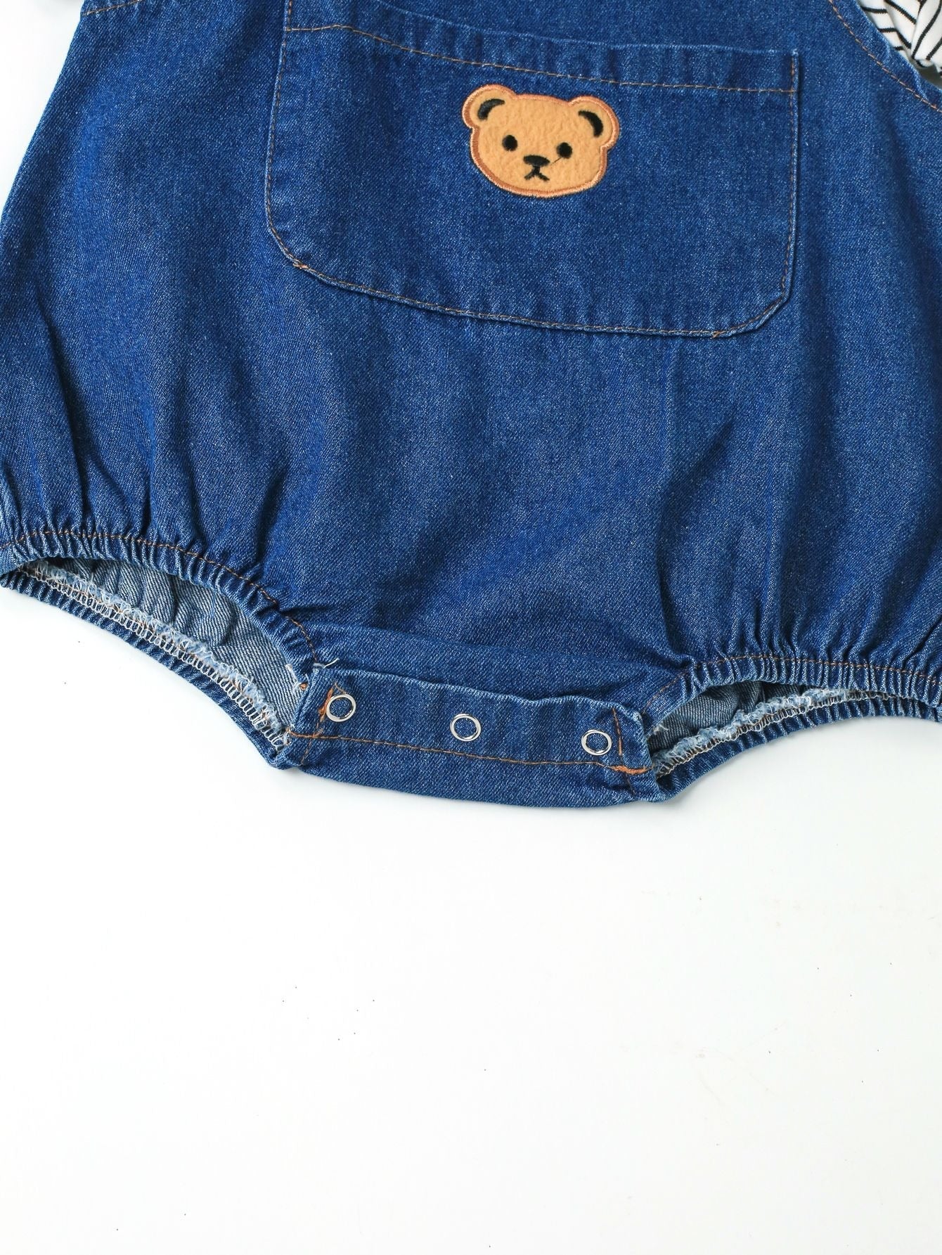 Denim Teddy Two-Piece Baby Boys Girls Romper