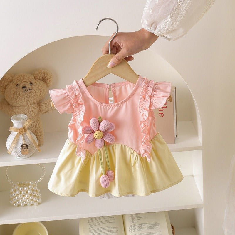 Donna 3D Flower Girls Romper Dress