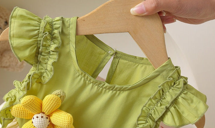 Donna 3D Flower Girls Romper Dress