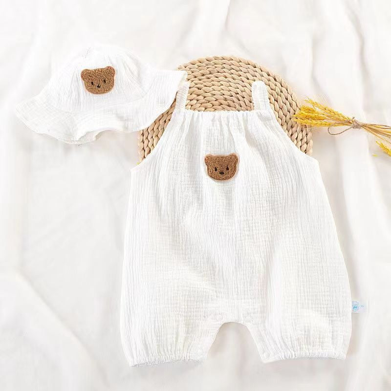 Cotton Gauze Newborn Girls Jumpsuit