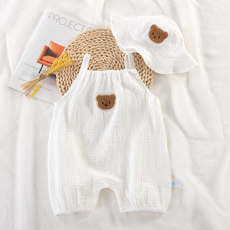 Cotton Gauze Newborn Girls Jumpsuit