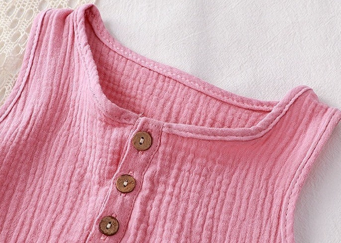 Pink Sleeveless Girls Romper with Hat