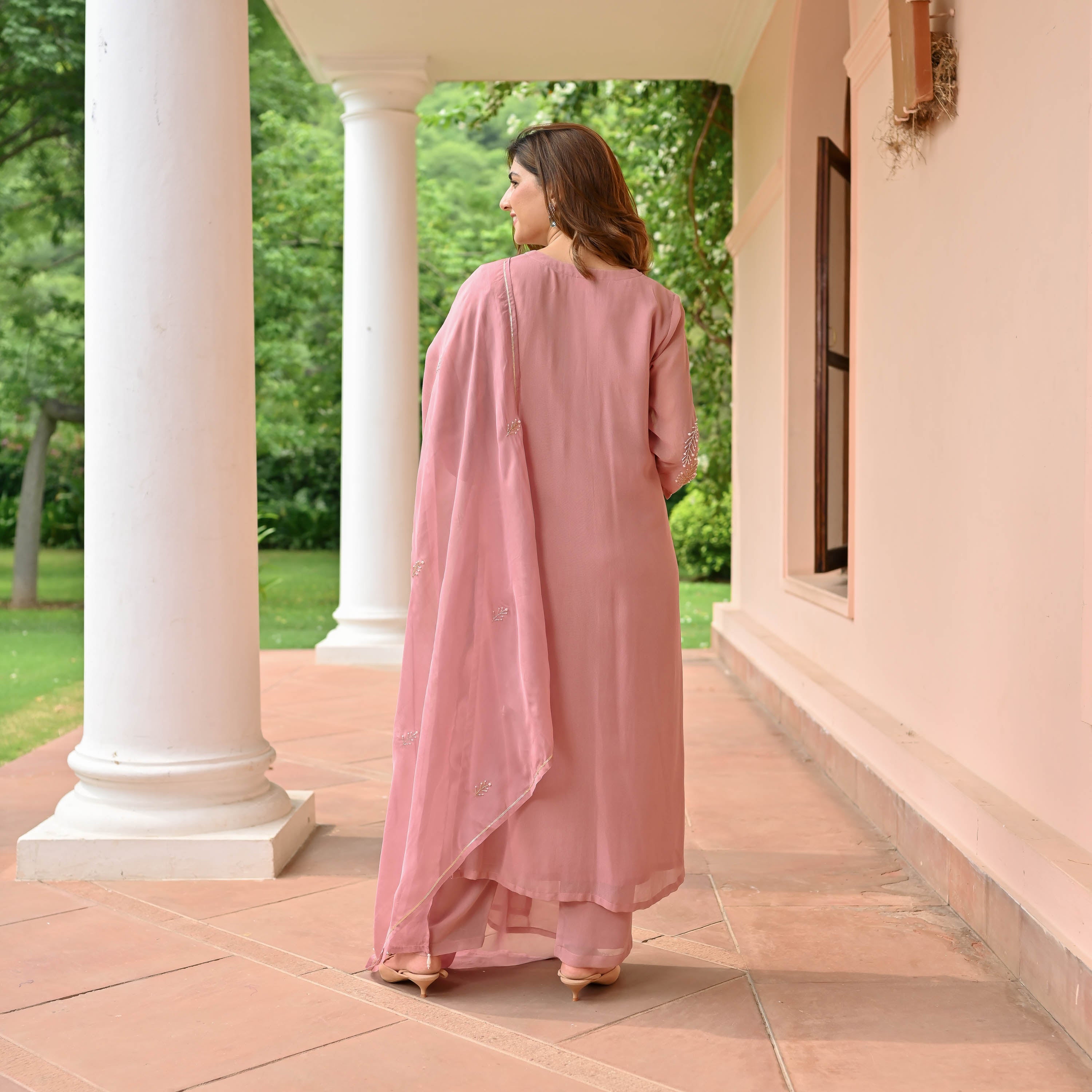 Pure Mauve Georgette Suit Set