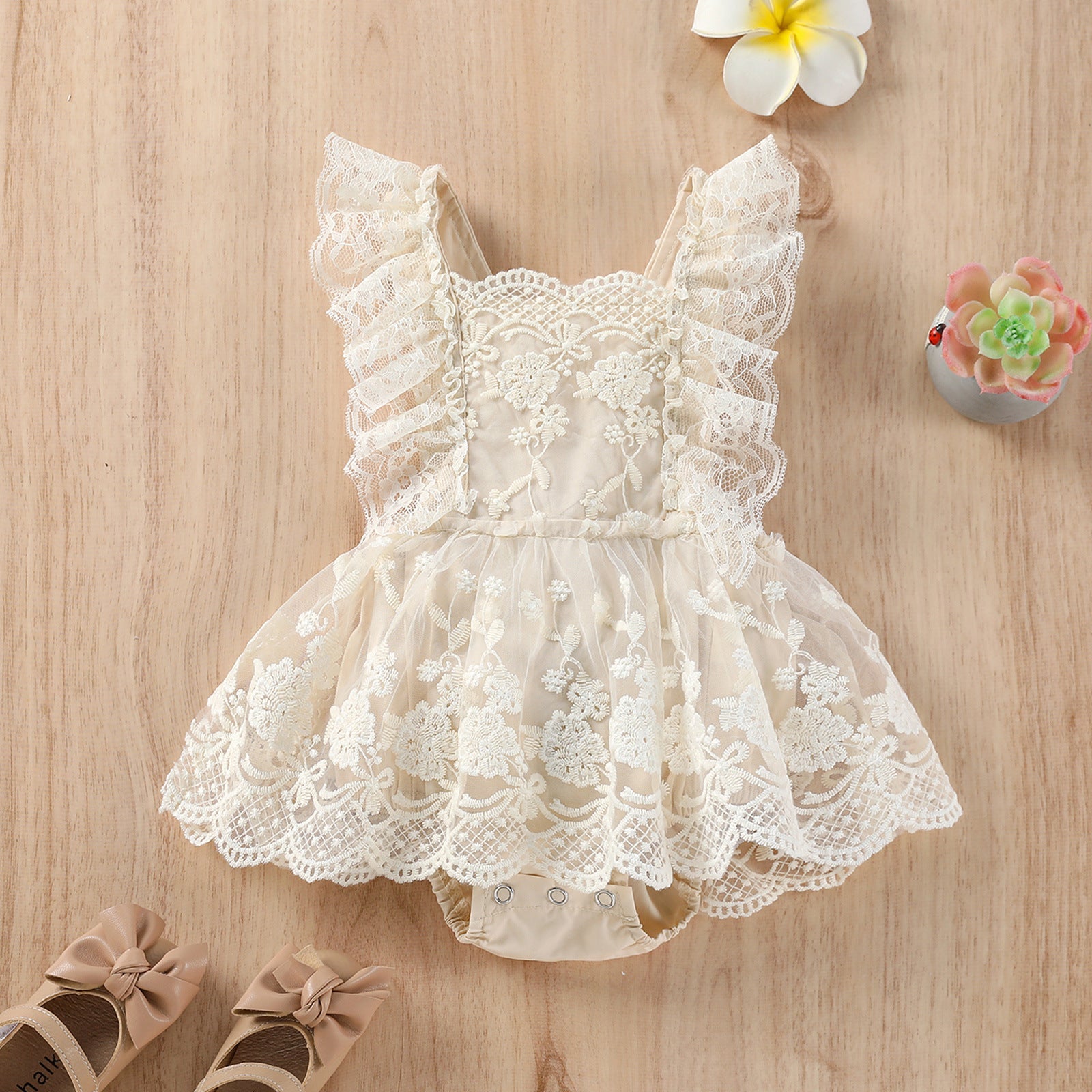 Sleeveless Lace Girls Romper Dress